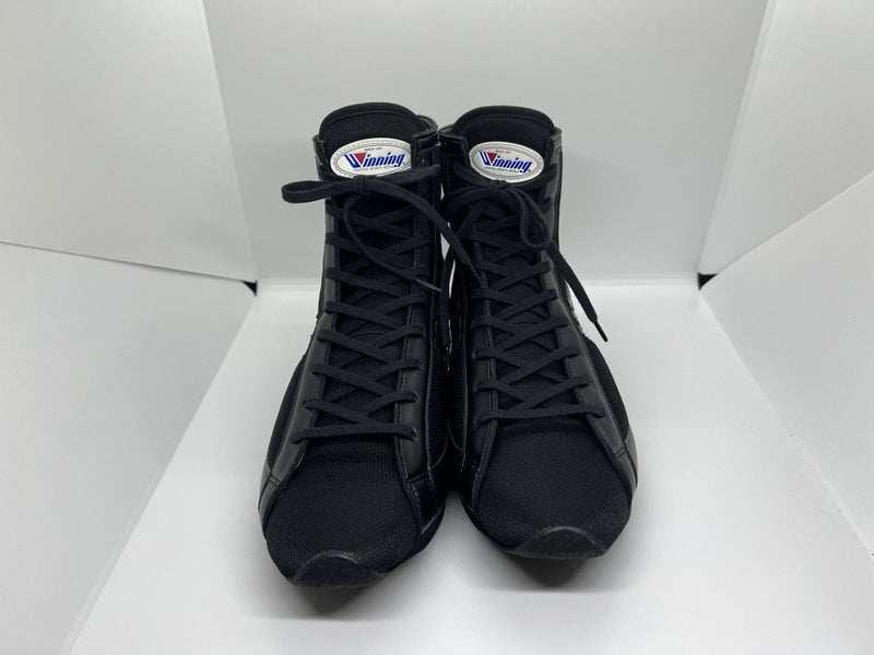 Winning RS-001 all-black boxing shoes, front pair