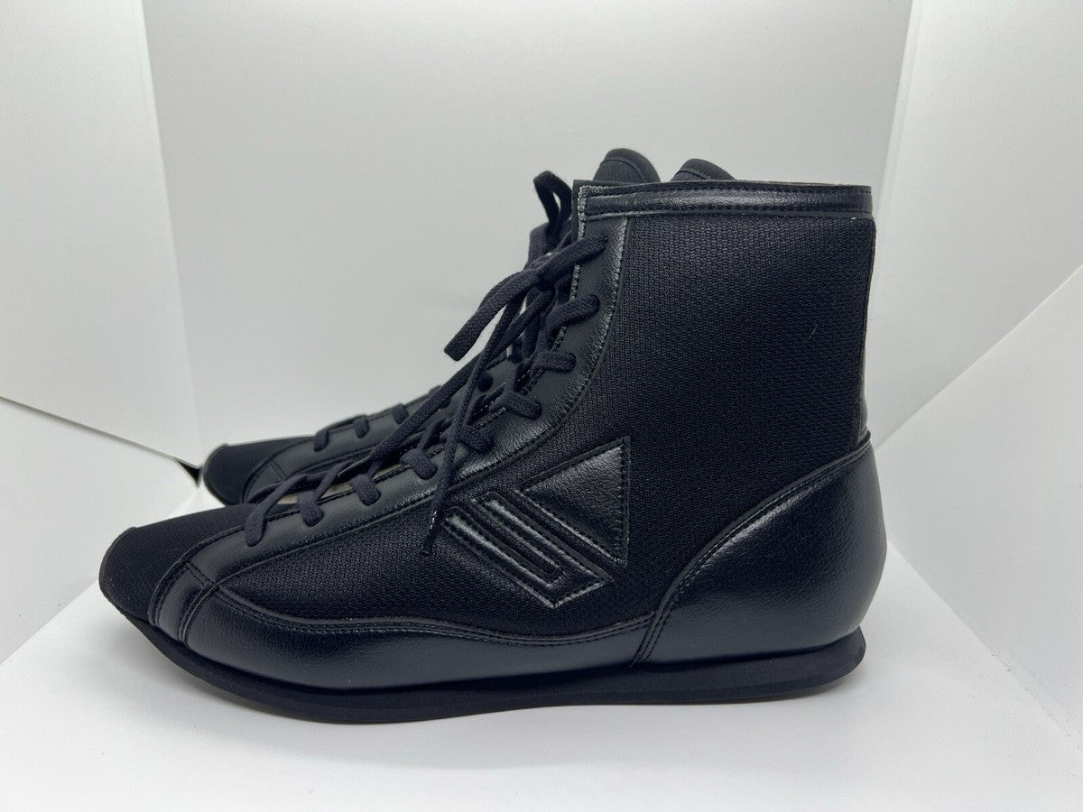 Winning RS-001 all-black boxing shoes, side view